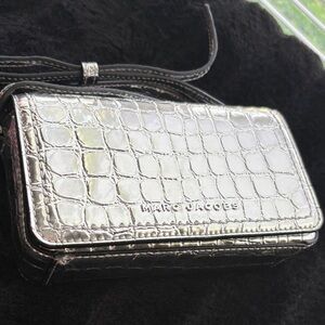 Marc Jacobs Metallic Silver Croc-Embossed Bag